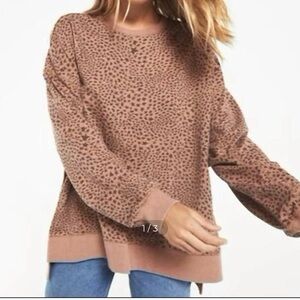 Z Supply Leopard Print Tan Sweater